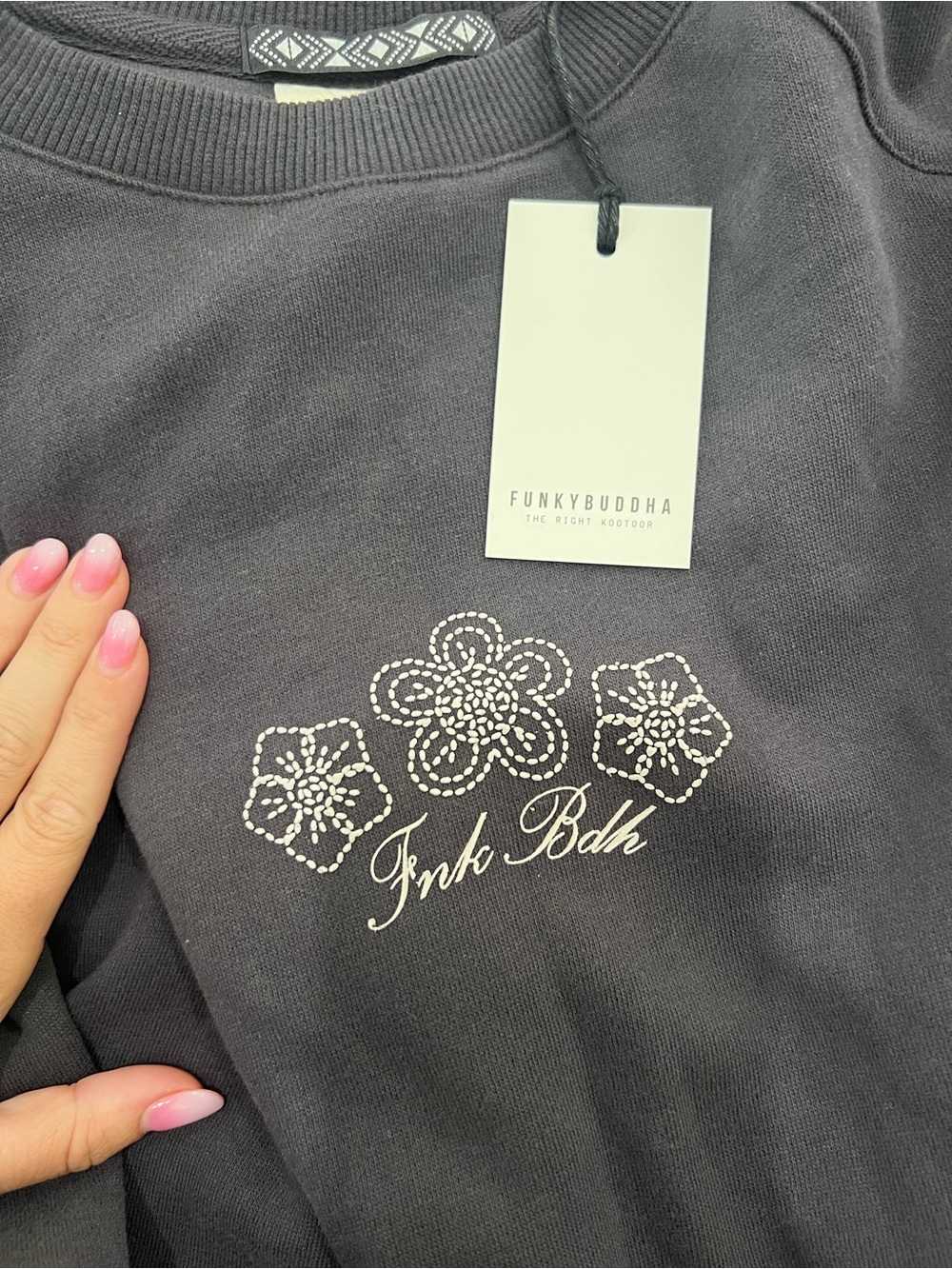 NWT Funky Buddha Anthracite Cowgirl Club Sweatshirt Size Small - Picture 4 of 7